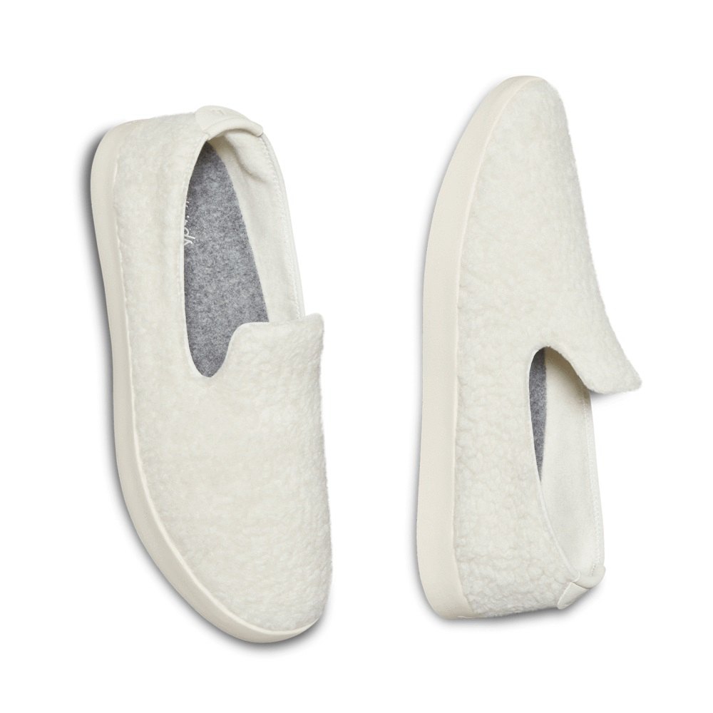 Allbirds Women\'s Slip-Ons White - Wool Lounger Fluffs - 24178NKRL